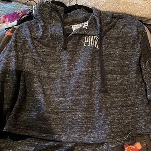 Victoria’s Secret Pink cropped grey long sleeve shirt